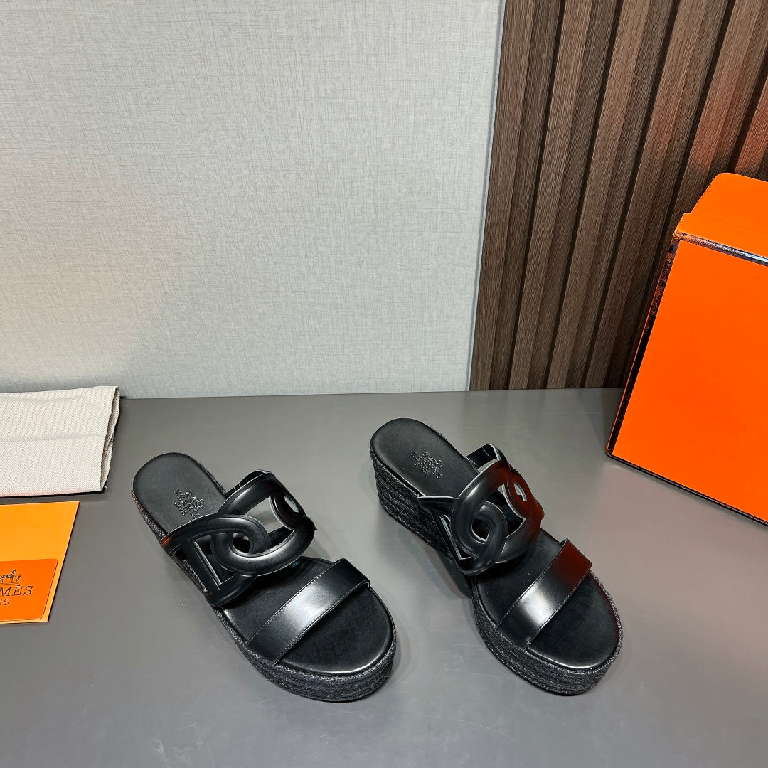 ITHEA 80 ESPADRILLE BLACK CALFSKIN - 35