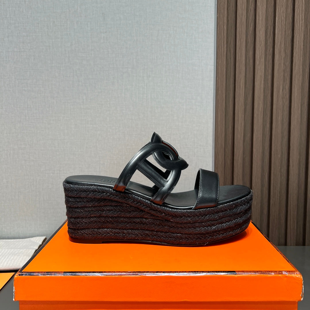 ITHEA 80 ESPADRILLE BLACK CALFSKIN - 35