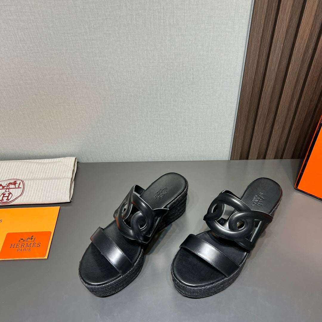ITHEA 80 ESPADRILLE BLACK CALFSKIN - 35