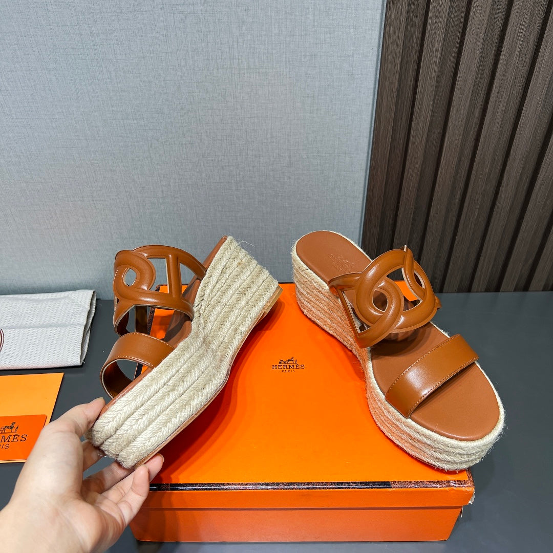 ITHEA 80 ESPADRILLE CARAMEL CALFSKIN - 35
