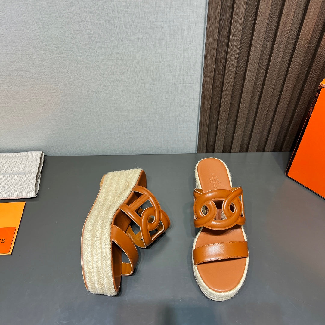 ITHEA 80 ESPADRILLE CARAMEL CALFSKIN - 35