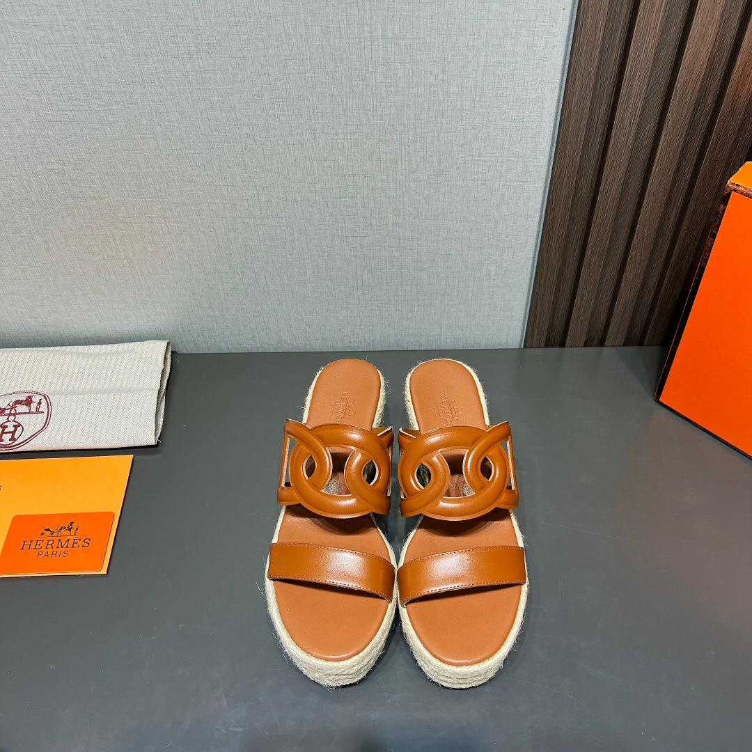 ITHEA 80 ESPADRILLE CARAMEL CALFSKIN - 35