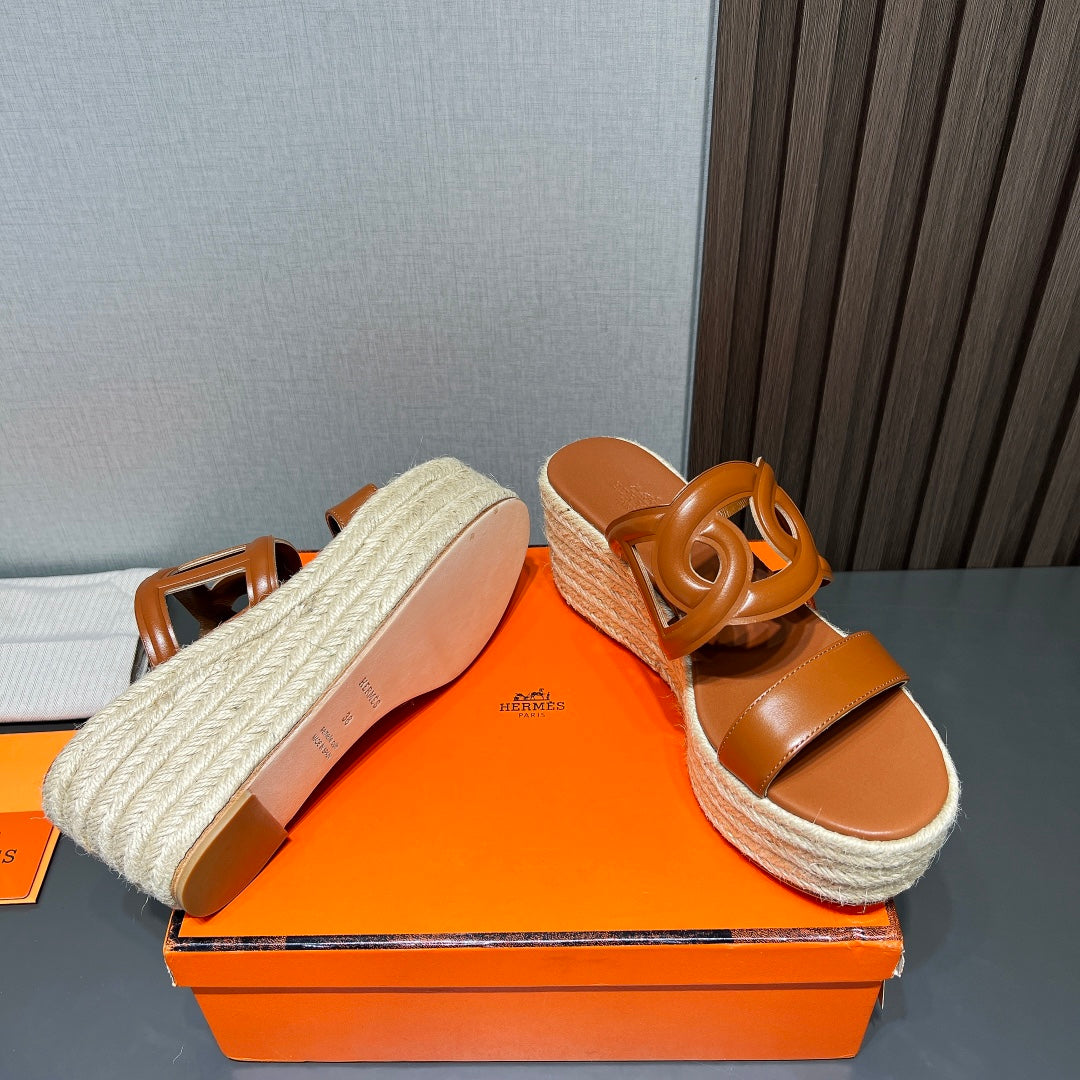 ITHEA 80 ESPADRILLE CARAMEL CALFSKIN - 35