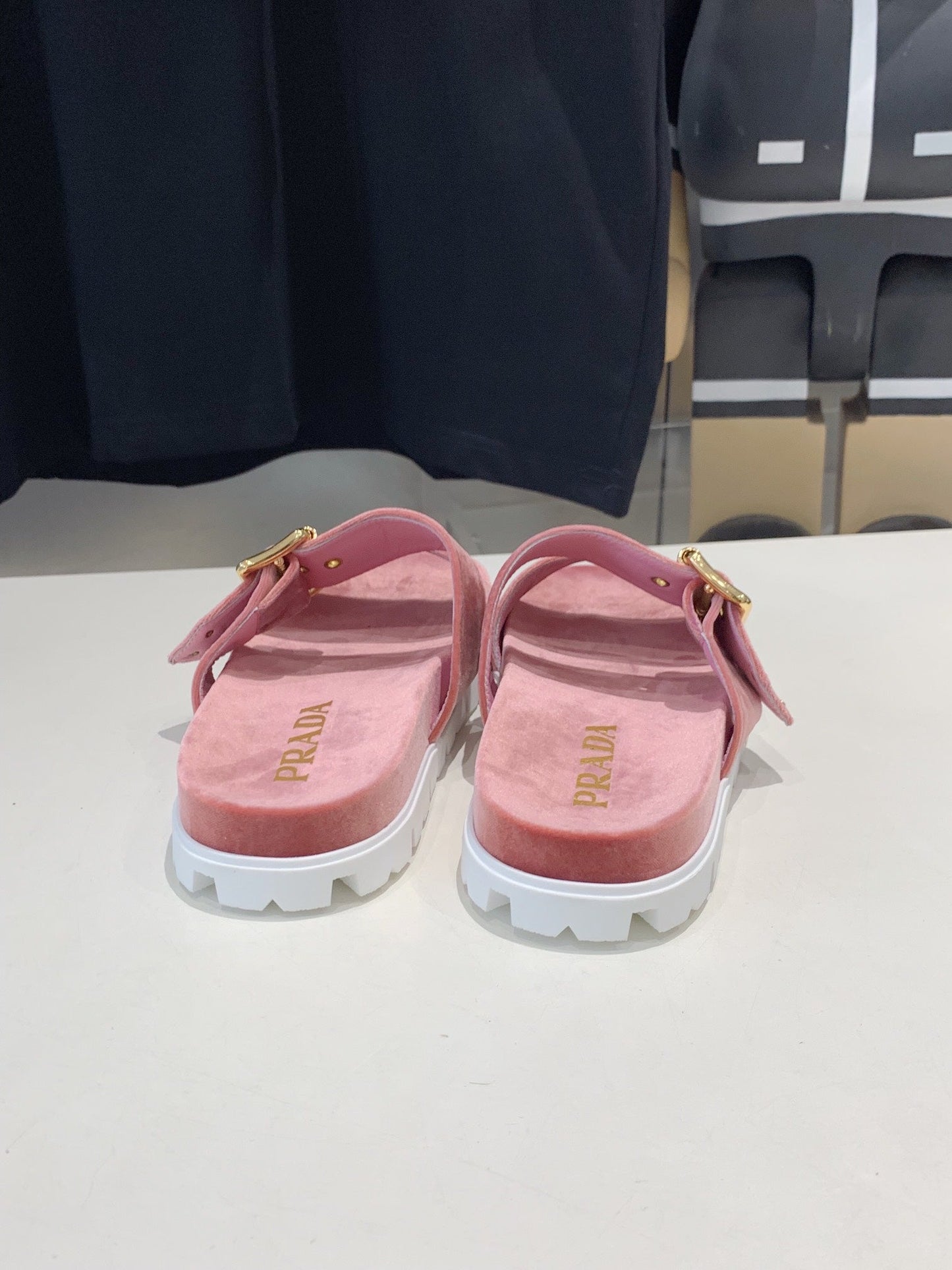 PRA SLIDES SANDALS DARK PINK VELVET - 35