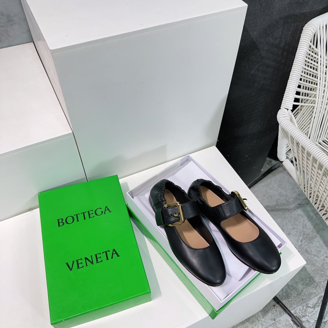 ASTAIRE MARY-JANE BALLERINA IN BLACK CALFSKIN - 35