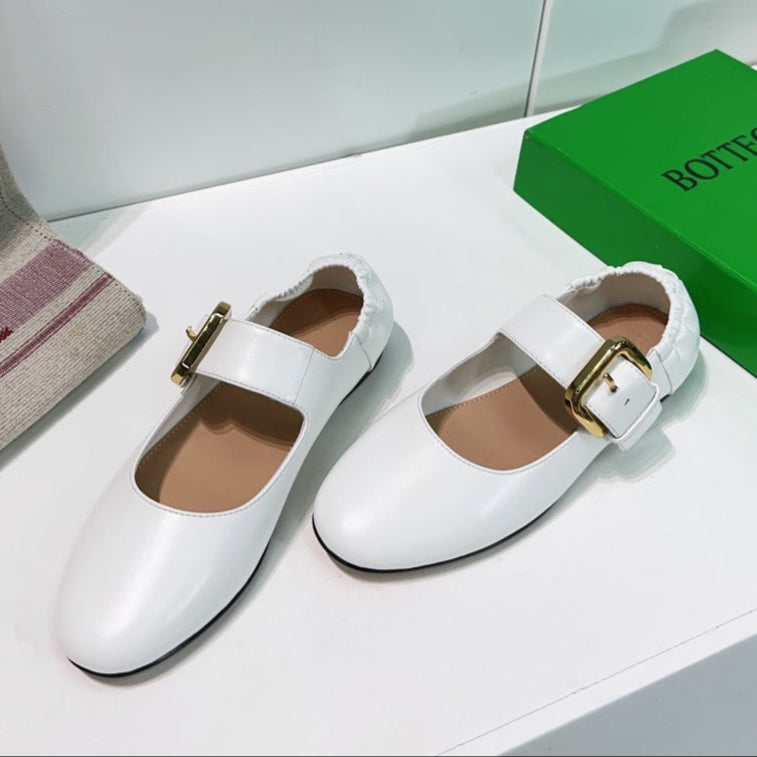 ASTAIRE MARY-JANE BALLERINA IN WHITE CALFSKIN - 35