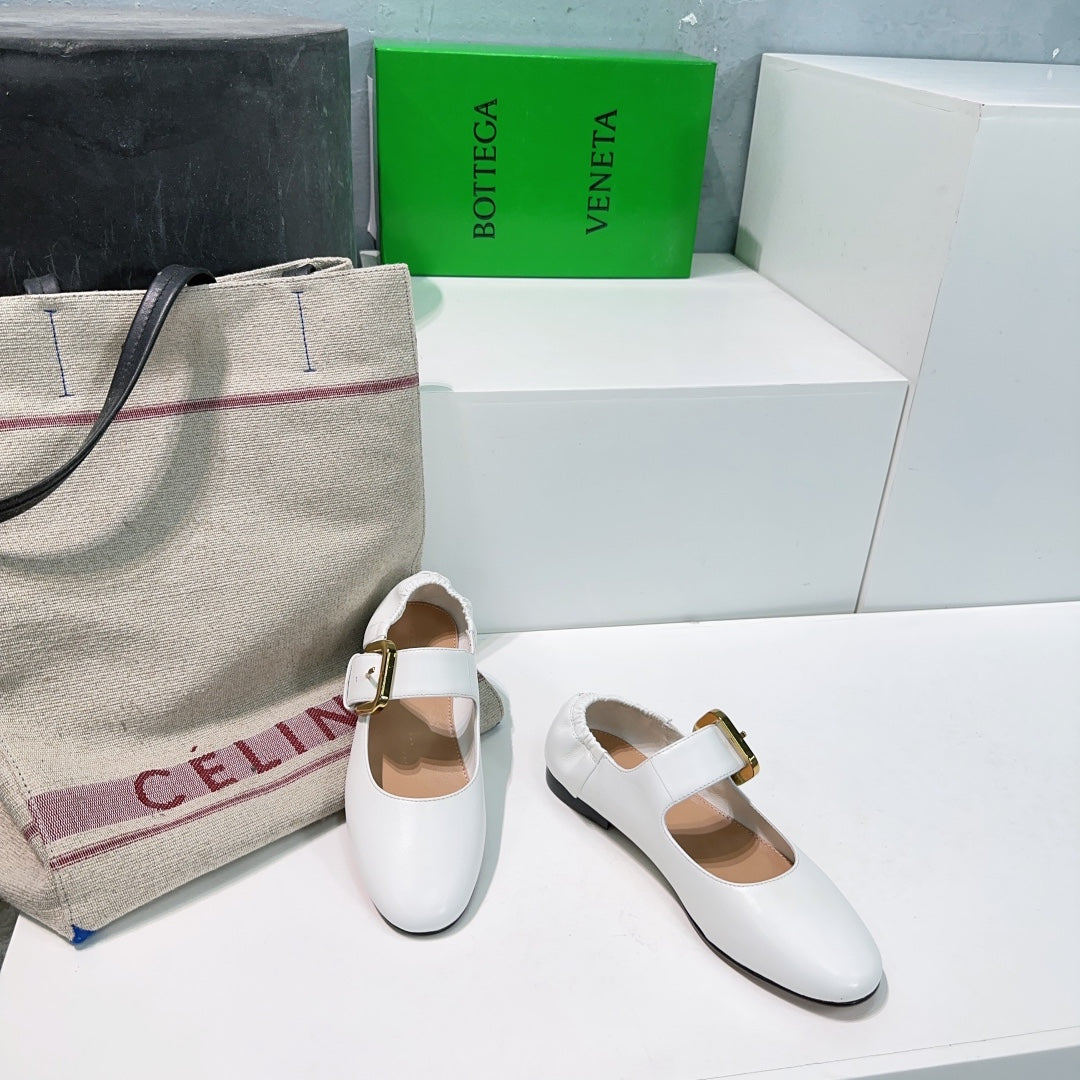 ASTAIRE MARY-JANE BALLERINA IN WHITE CALFSKIN - 35