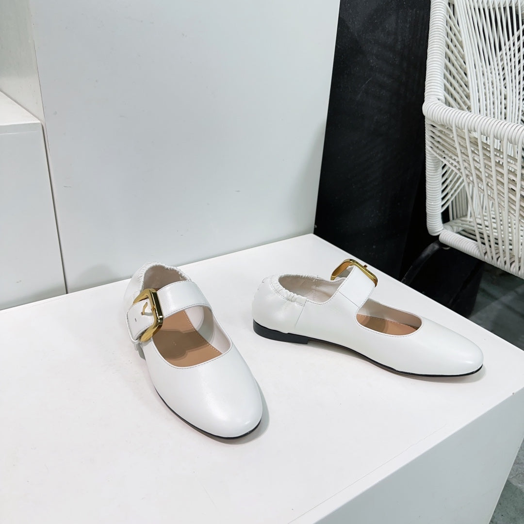 ASTAIRE MARY-JANE BALLERINA IN WHITE CALFSKIN - 35