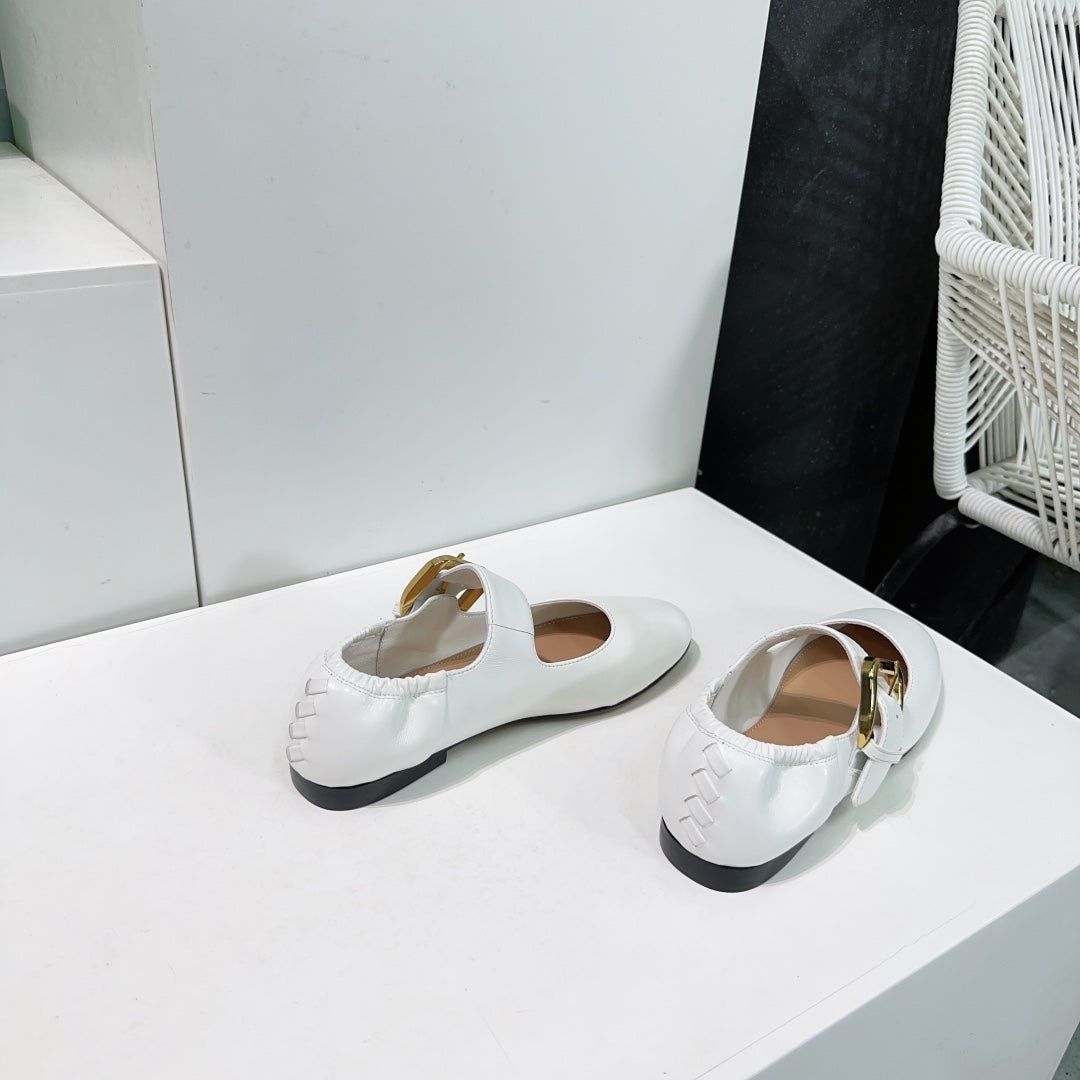 ASTAIRE MARY-JANE BALLERINA IN WHITE CALFSKIN - 35
