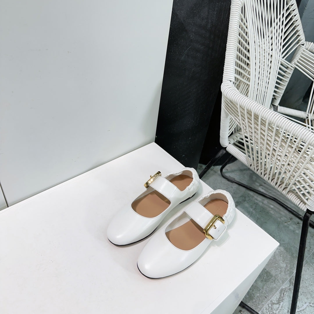 ASTAIRE MARY-JANE BALLERINA IN WHITE CALFSKIN - 35