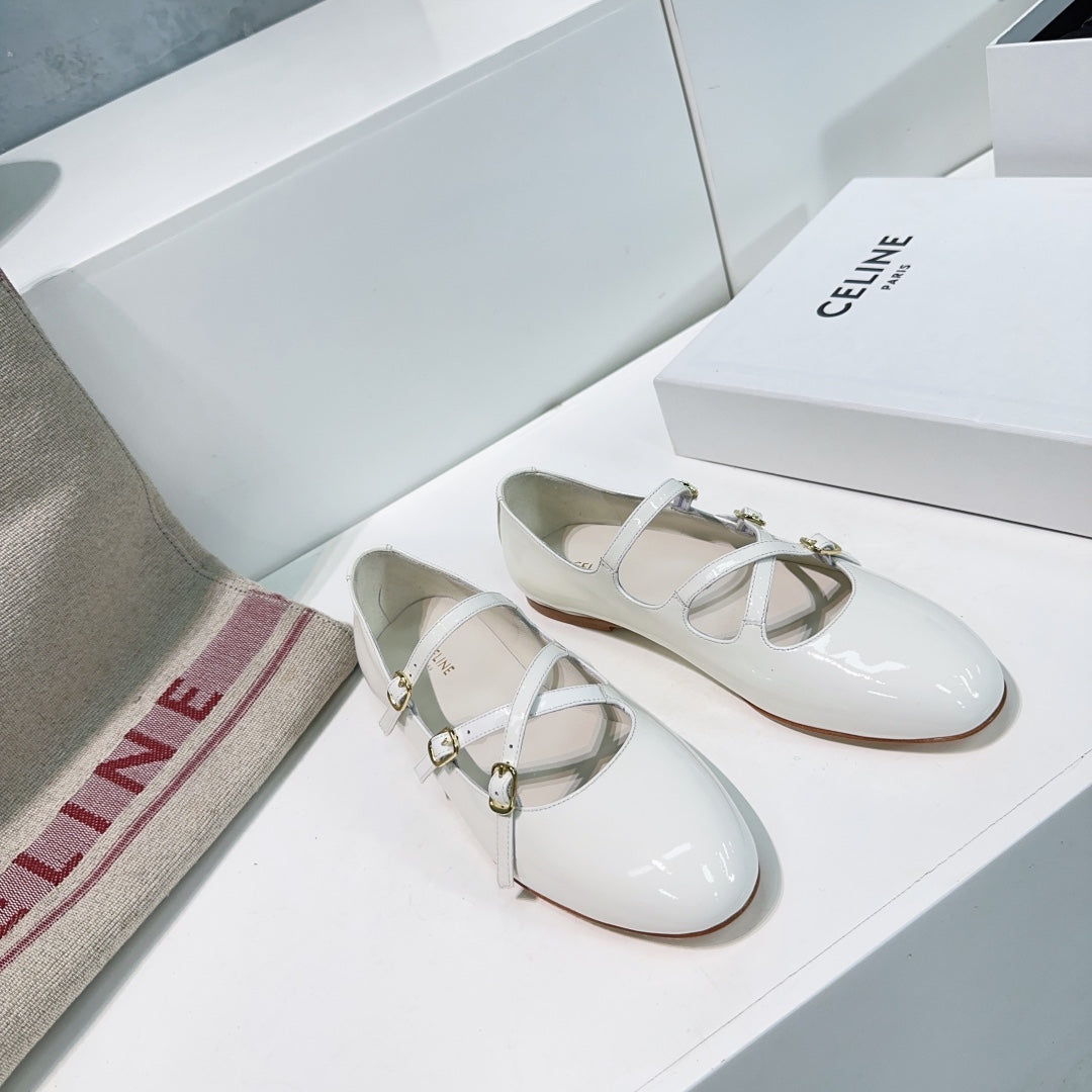 FLAT MARY JANE IN WHITE CALFSKIN - 35