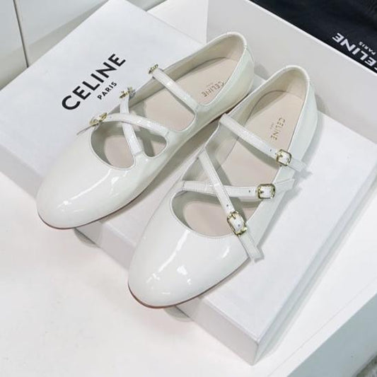 FLAT MARY JANE IN WHITE CALFSKIN - 35