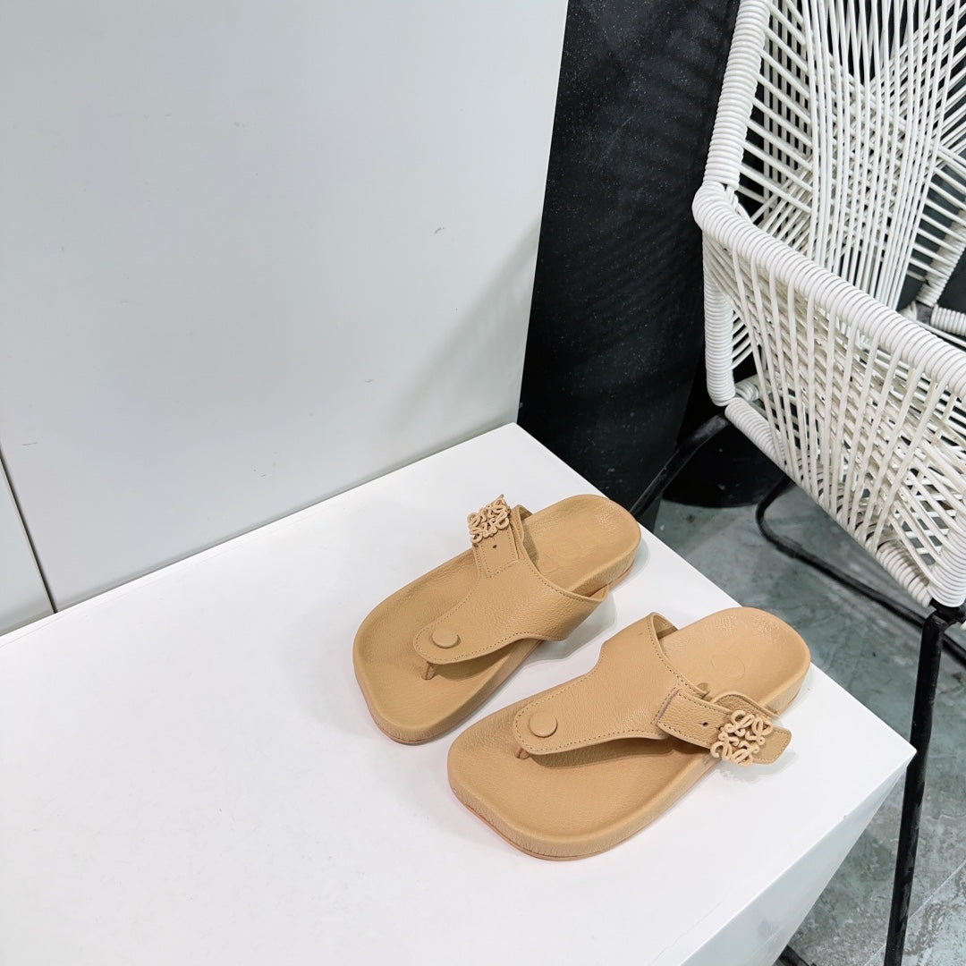 LW THONG SANDALS NAPLES YELLOW CALFSKIN - 35