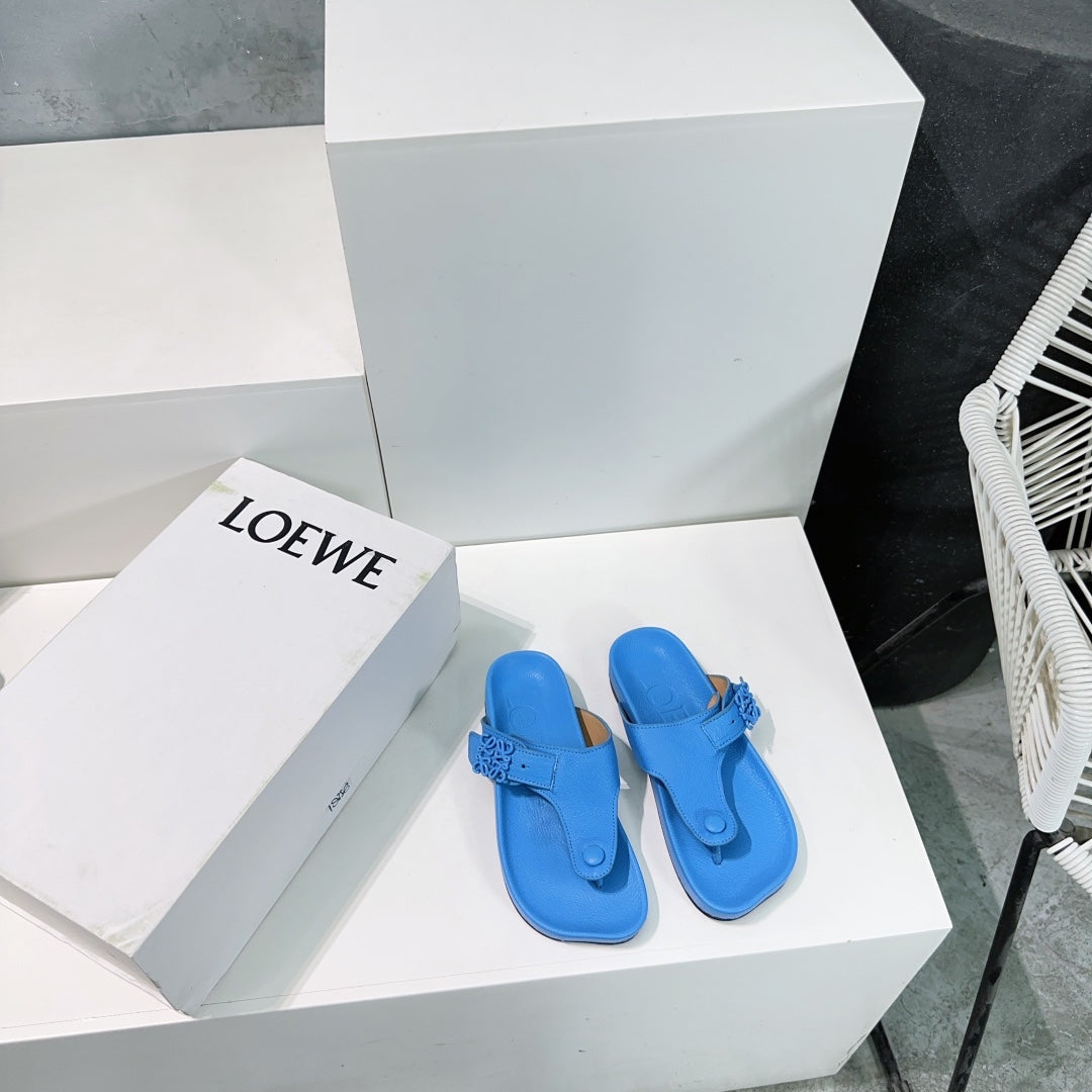 LW THONG SANDALS TRUE BLUE CALFSKIN - 35