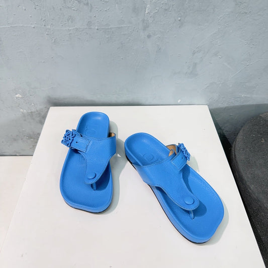 LW THONG SANDALS TRUE BLUE CALFSKIN - 35