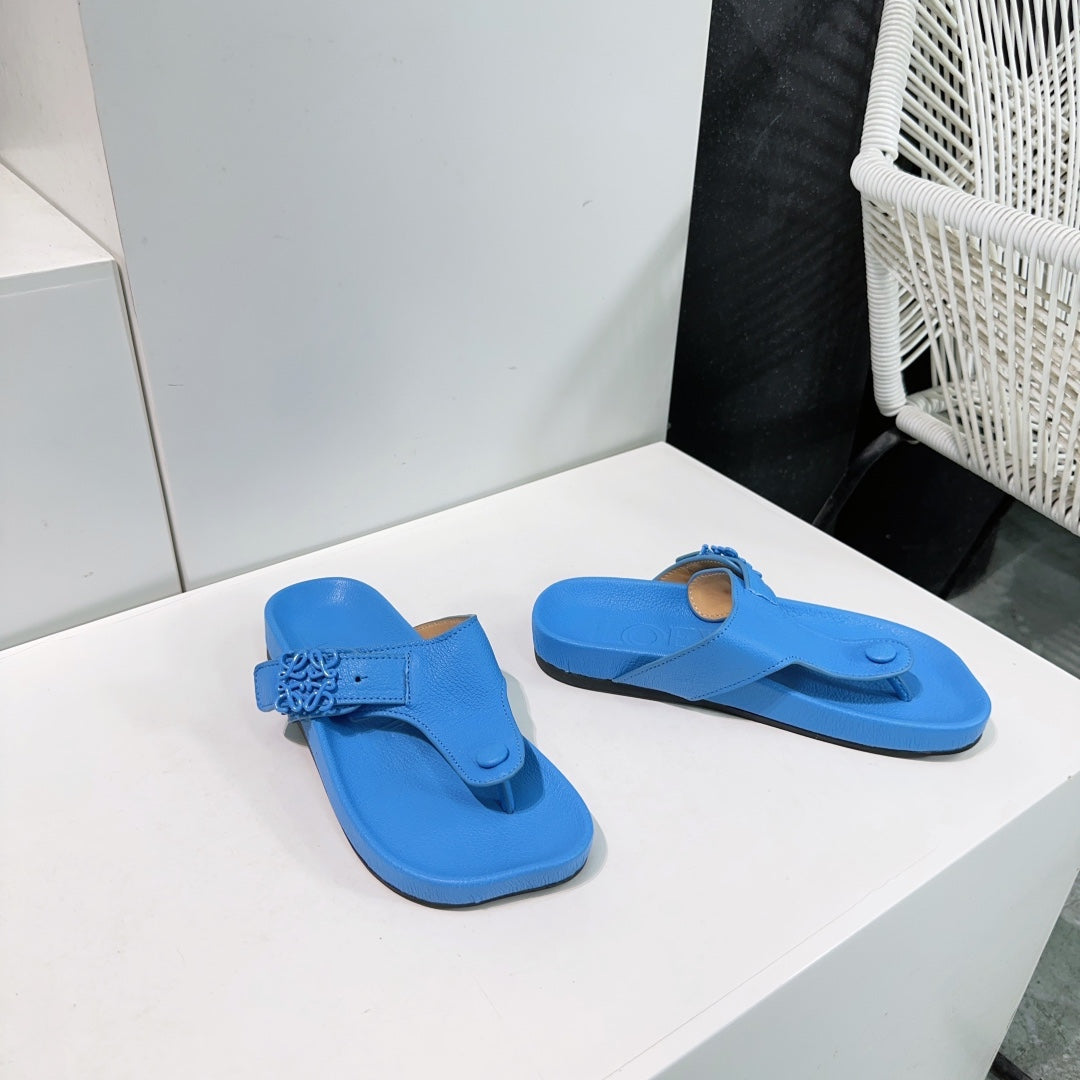 LW THONG SANDALS TRUE BLUE CALFSKIN - 35