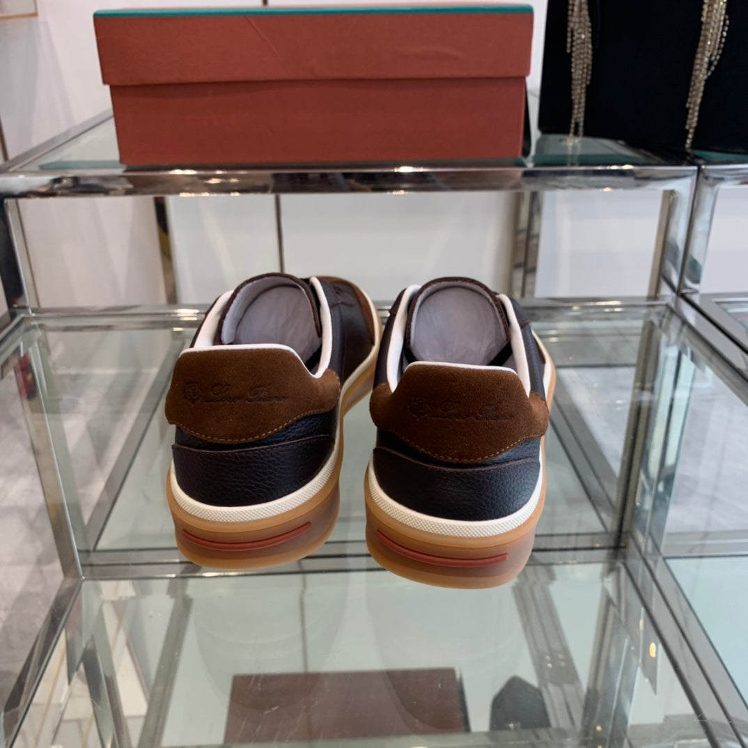 LP TENNIS WALK SNEAKERS ANCHOR AND BROWN CALFSKIN - 35