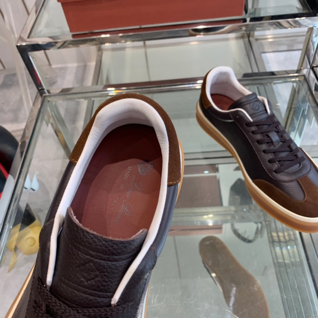 LP TENNIS WALK SNEAKERS ANCHOR AND BROWN CALFSKIN - 35