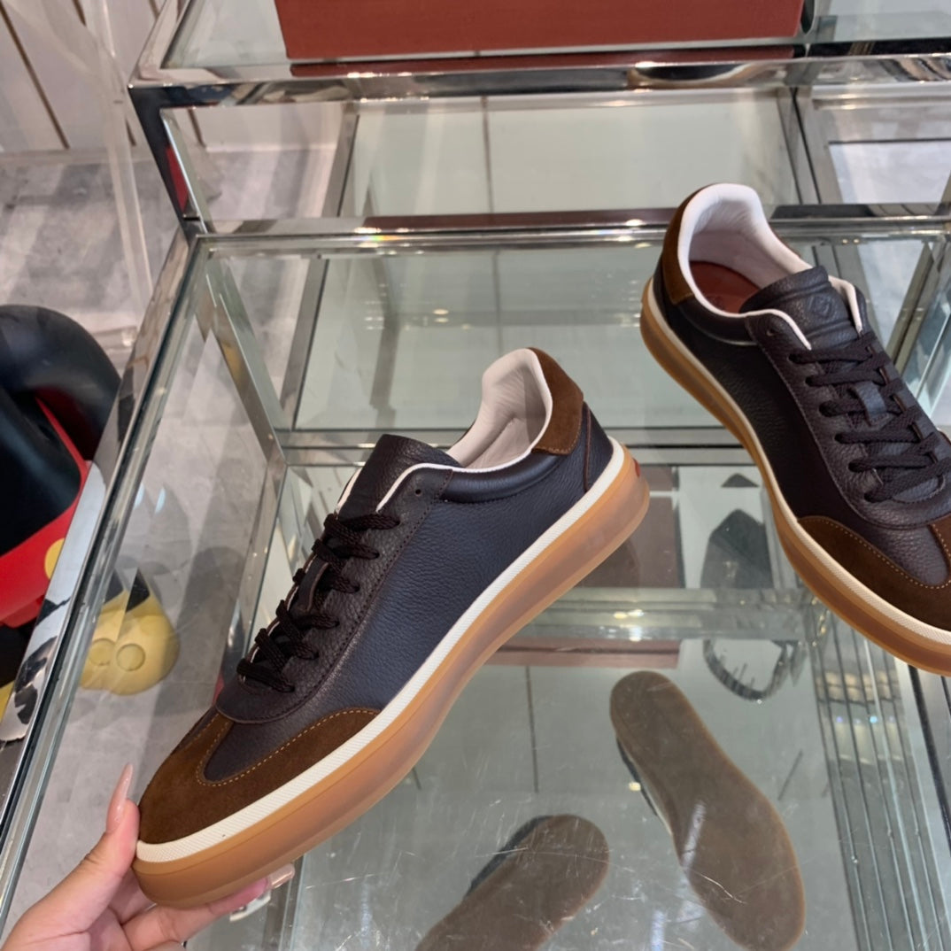 LP TENNIS WALK SNEAKERS ANCHOR AND BROWN CALFSKIN - 35