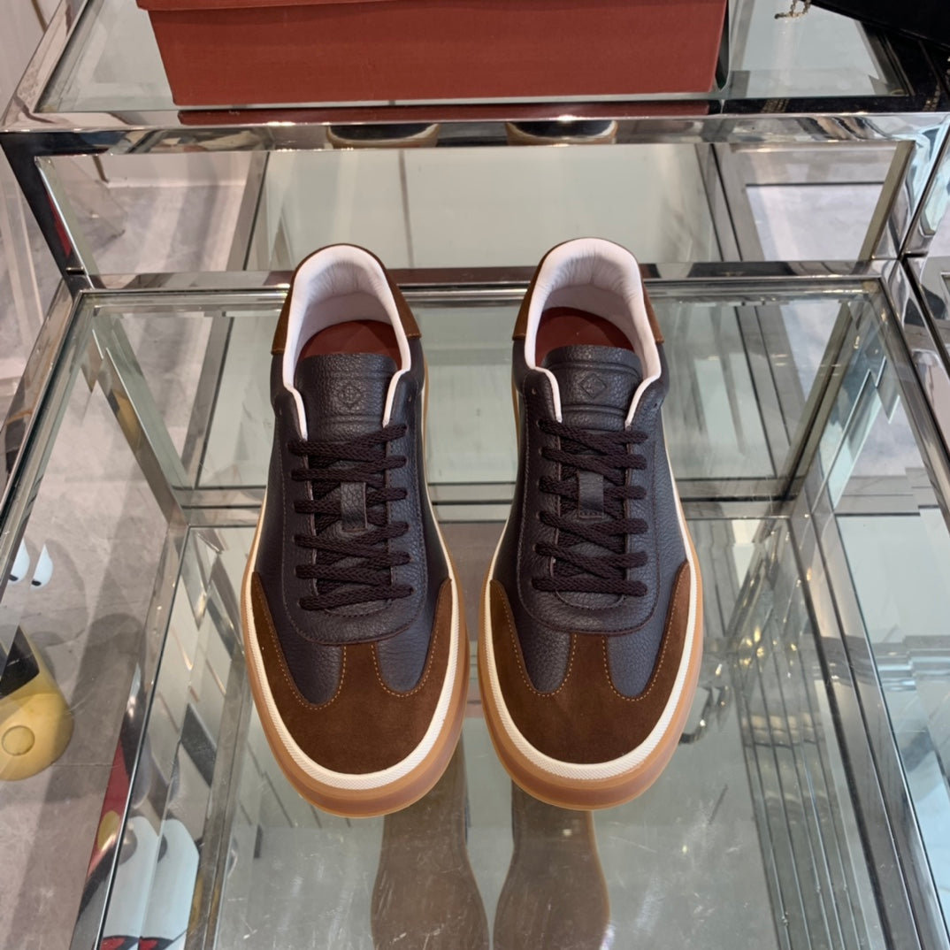 LP TENNIS WALK SNEAKERS ANCHOR AND BROWN CALFSKIN - 35