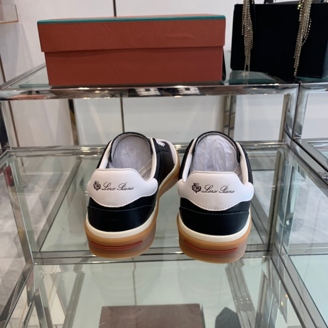 LP TENNIS WALK SNEAKERS BLACK AND BEIGE CALFSKIN - 35