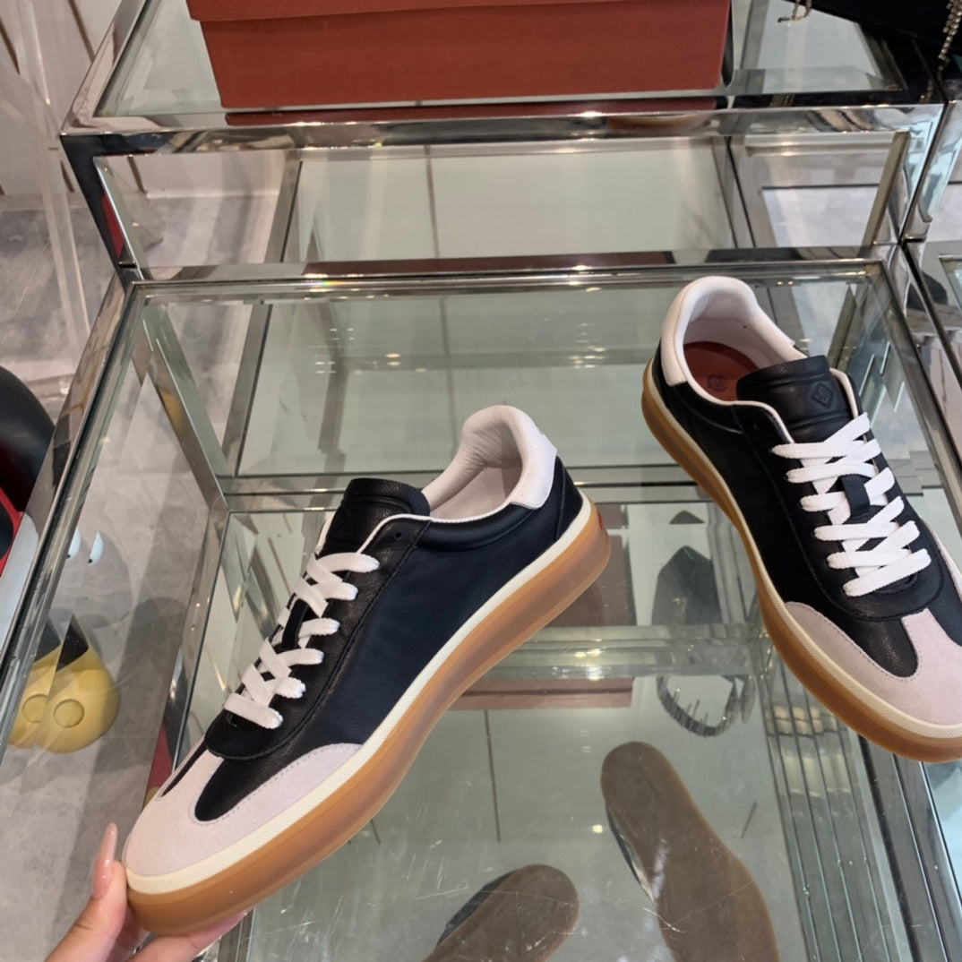 LP TENNIS WALK SNEAKERS BLACK AND BEIGE CALFSKIN - 35
