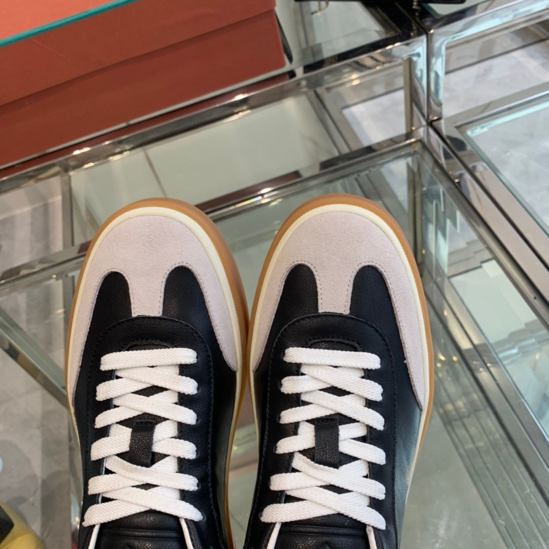 LP TENNIS WALK SNEAKERS BLACK AND BEIGE CALFSKIN - 35