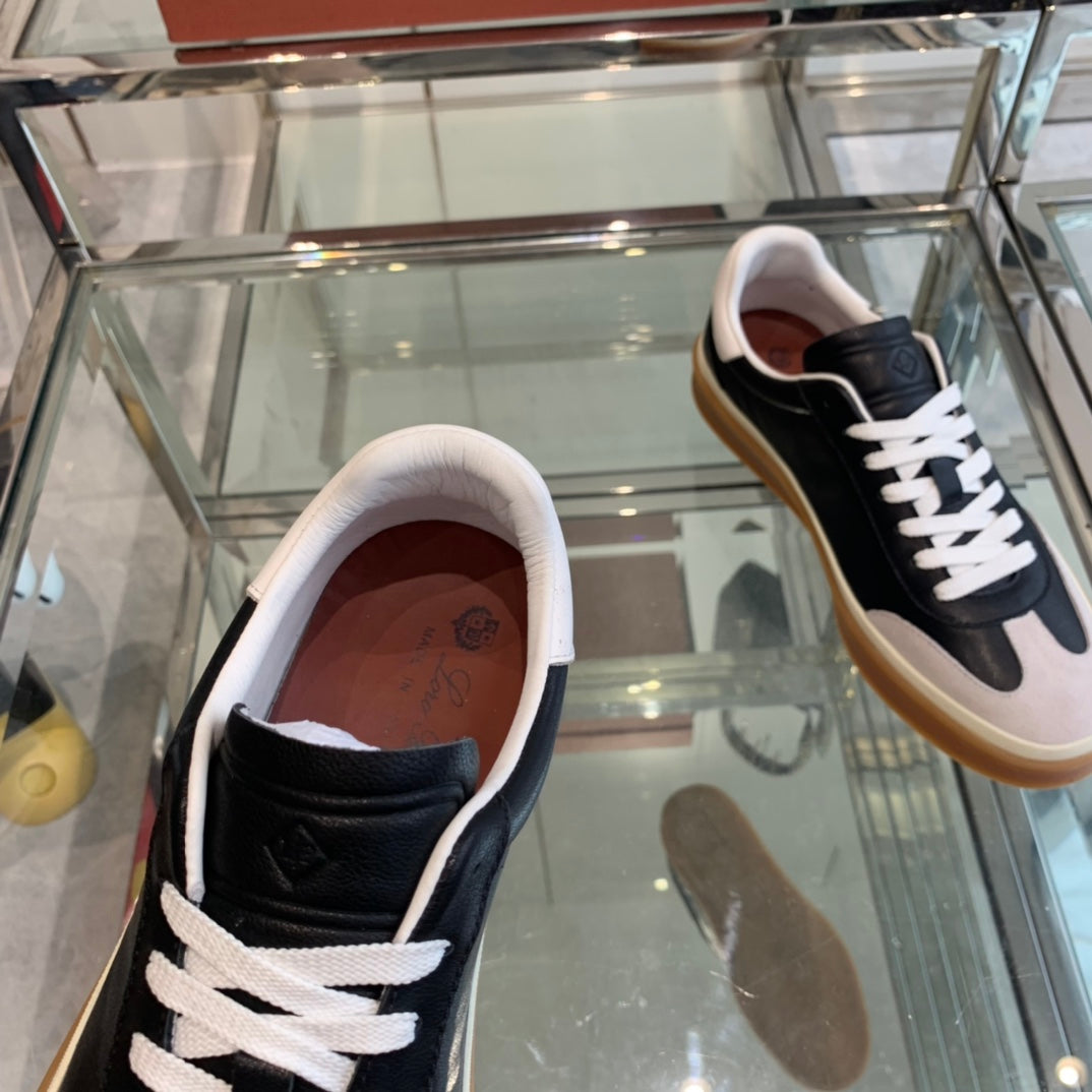 LP TENNIS WALK SNEAKERS BLACK AND BEIGE CALFSKIN - 35