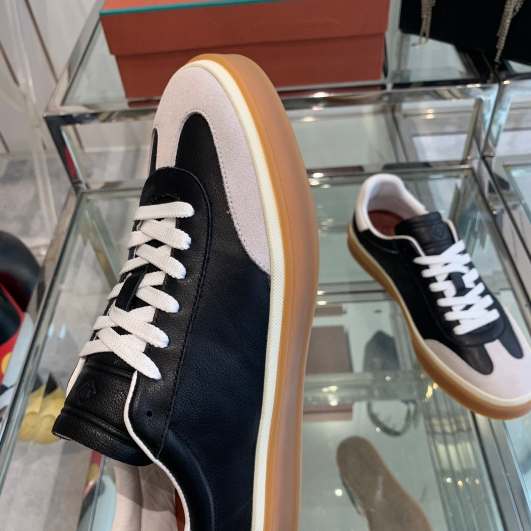 LP TENNIS WALK SNEAKERS BLACK AND BEIGE CALFSKIN - 35