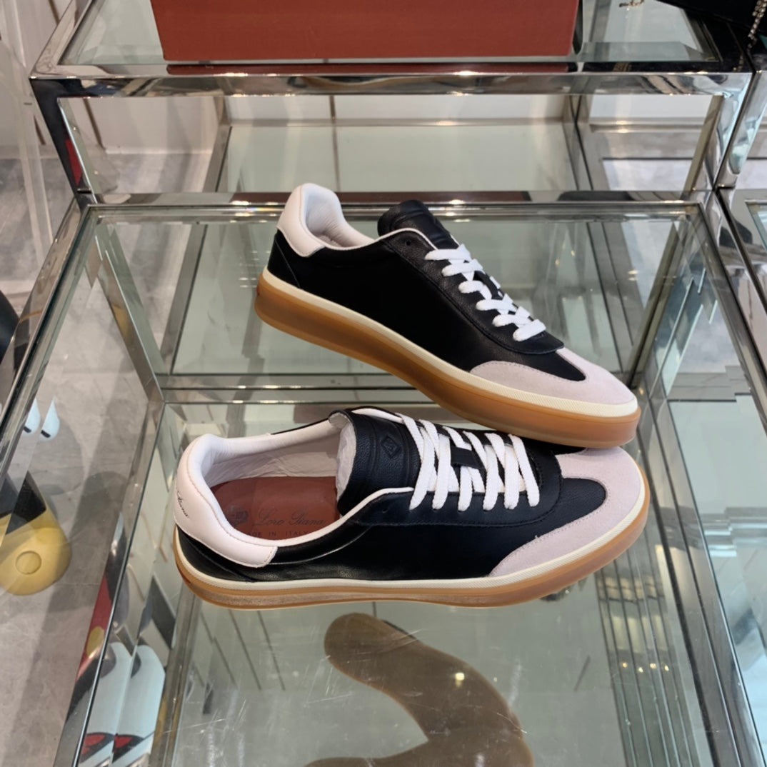 LP TENNIS WALK SNEAKERS BLACK AND BEIGE CALFSKIN - 35