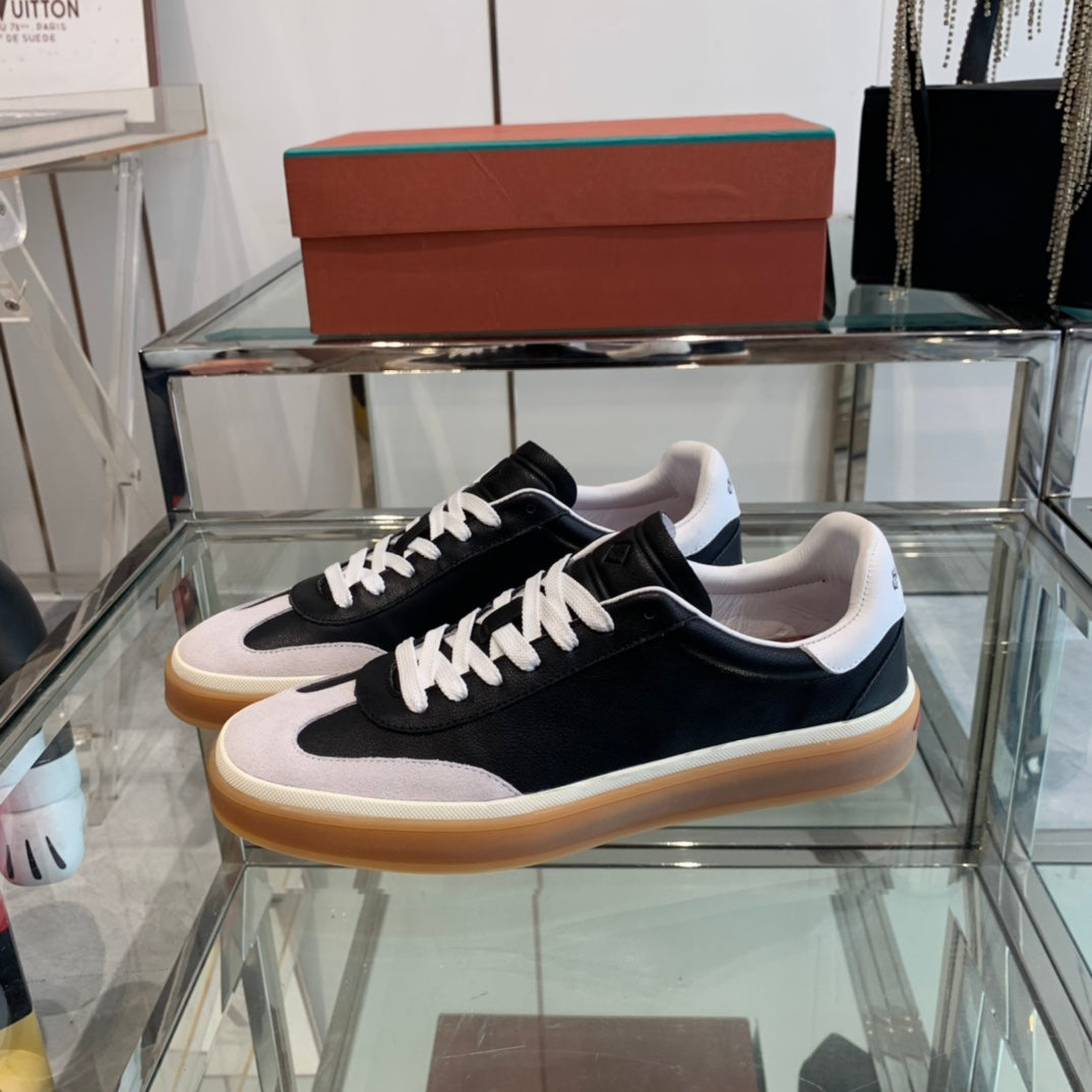 LP TENNIS WALK SNEAKERS BLACK AND BEIGE CALFSKIN - 35