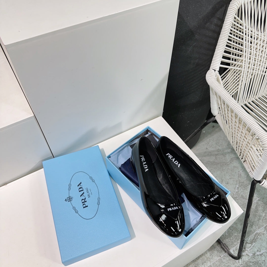 PRA BASIC PATENT BALLET FLATS BLACK CALFSKIN - 35