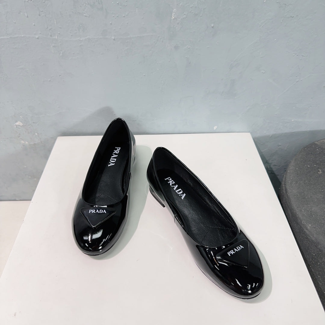 PRA BASIC PATENT BALLET FLATS BLACK CALFSKIN - 35