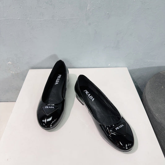 PRA BASIC PATENT BALLET FLATS BLACK CALFSKIN - 35