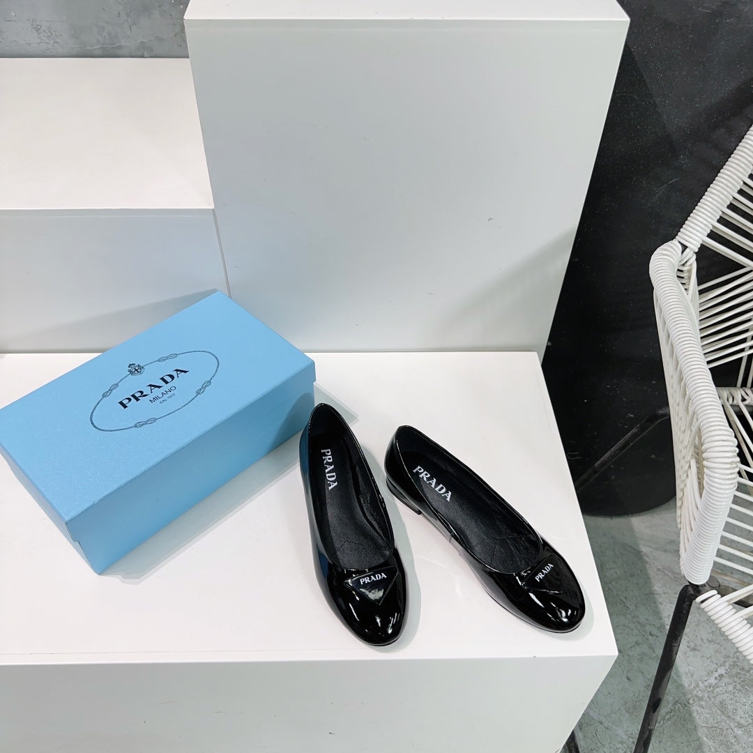 PRA BASIC PATENT BALLET FLATS BLACK CALFSKIN - 35