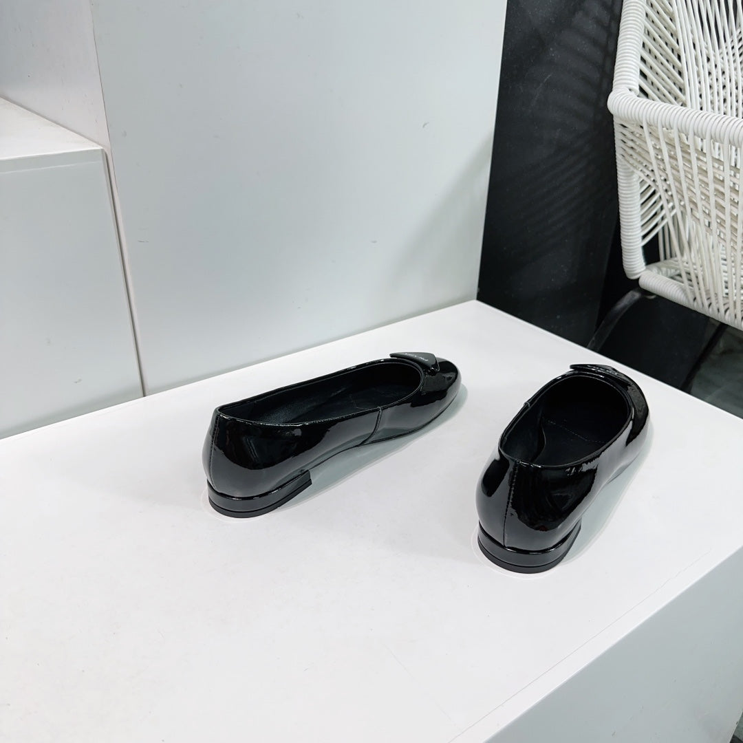 PRA BASIC PATENT BALLET FLATS BLACK CALFSKIN - 35