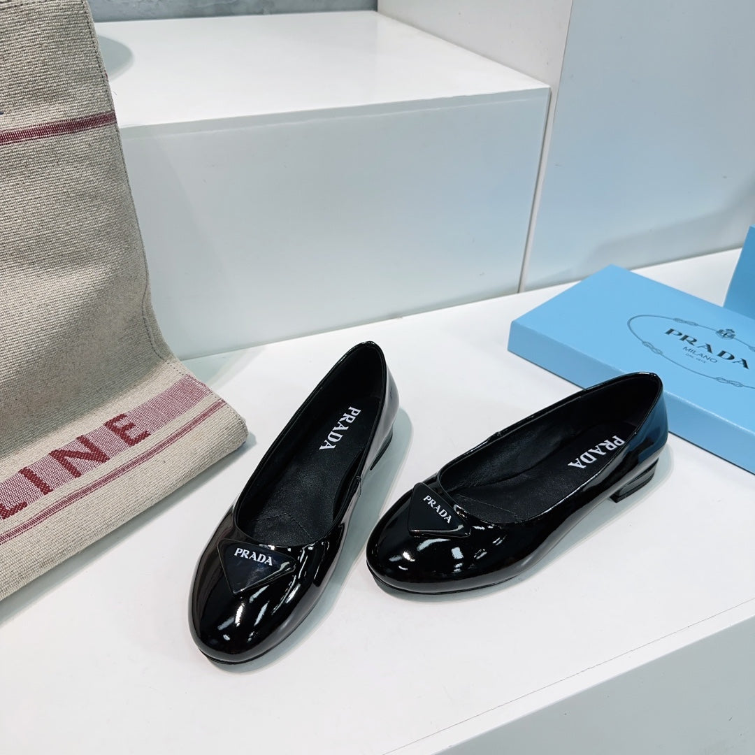 PRA BASIC PATENT BALLET FLATS BLACK CALFSKIN - 35