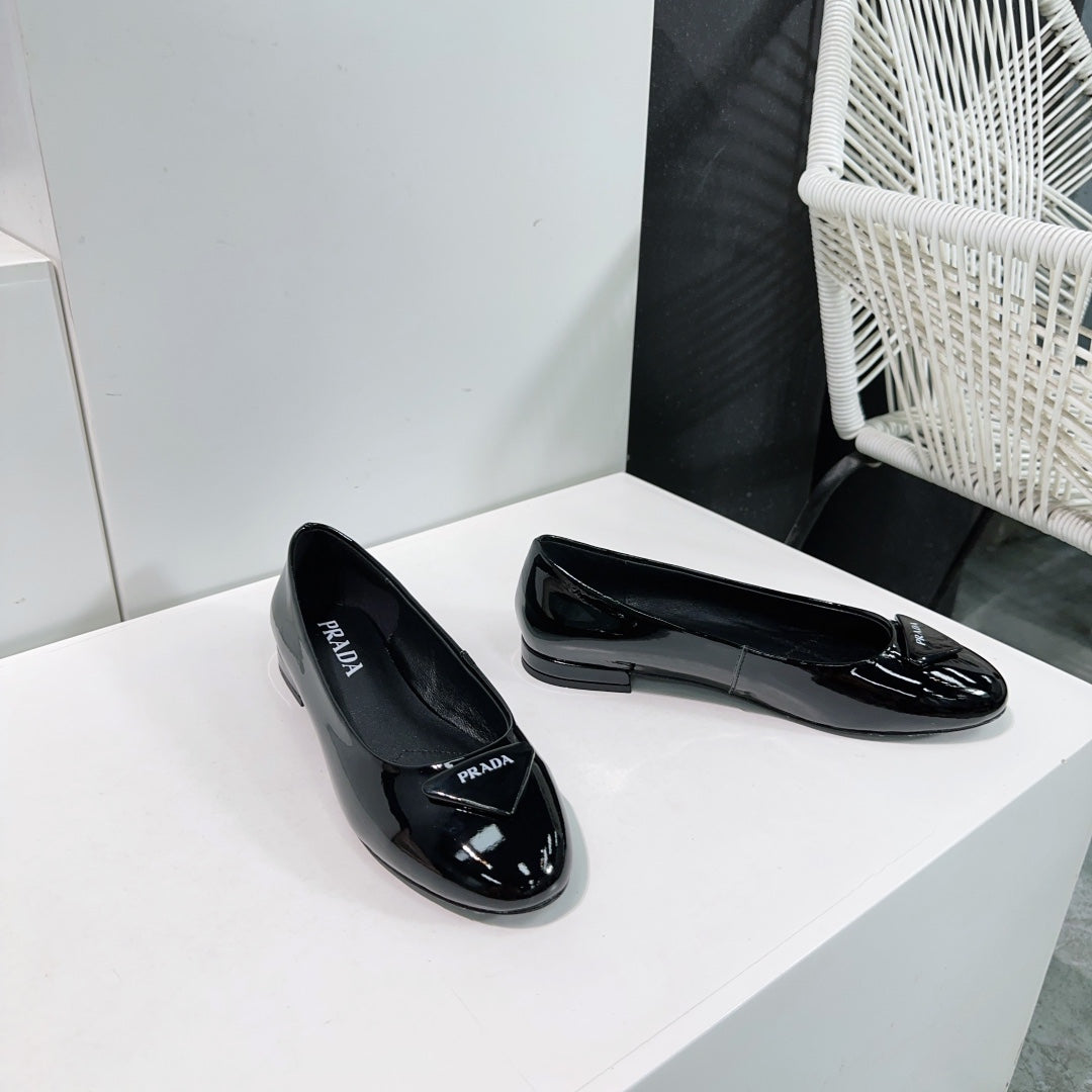 PRA BASIC PATENT BALLET FLATS BLACK CALFSKIN - 35