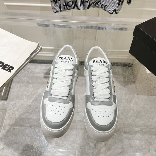 PRA DOWNTOWN BOLD SNEAKERS WHITE AND LIGHT GRAY CALFSKIN - 35