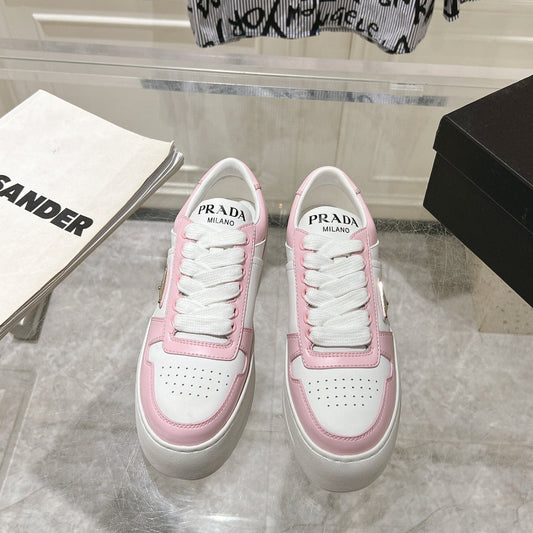 PRA DOWNTOWN BOLD SNEAKERS WHITE AND LIGHT PINK CALFSKIN - 35