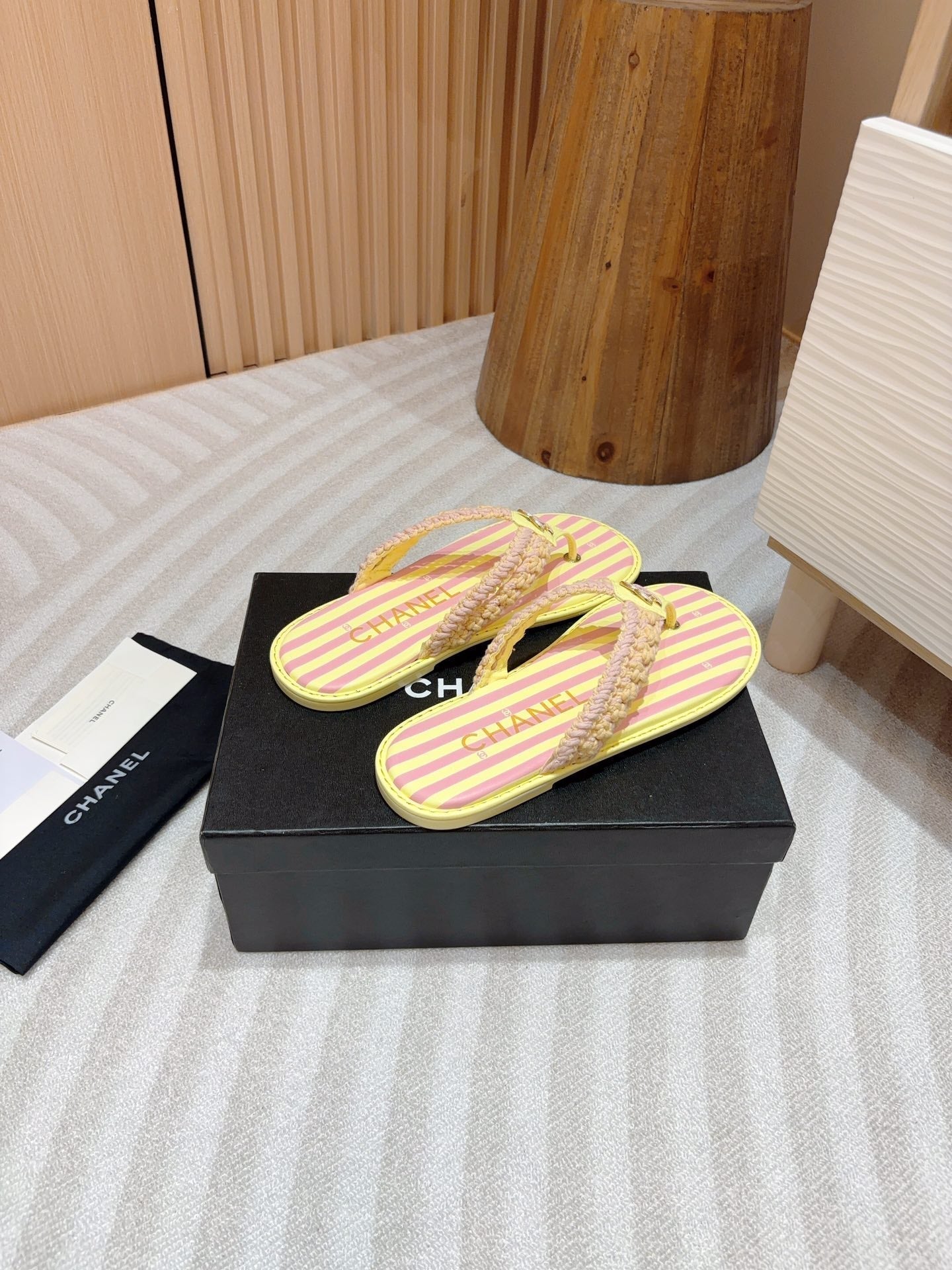 CC WOVEN FLIP FLOP YELLOW MIX PINK SHEEPSKIN - 35