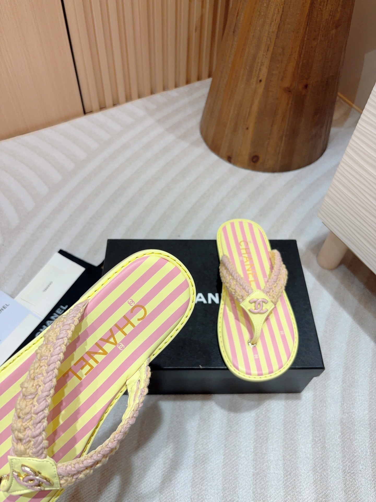 CC WOVEN FLIP FLOP YELLOW MIX PINK SHEEPSKIN - 35