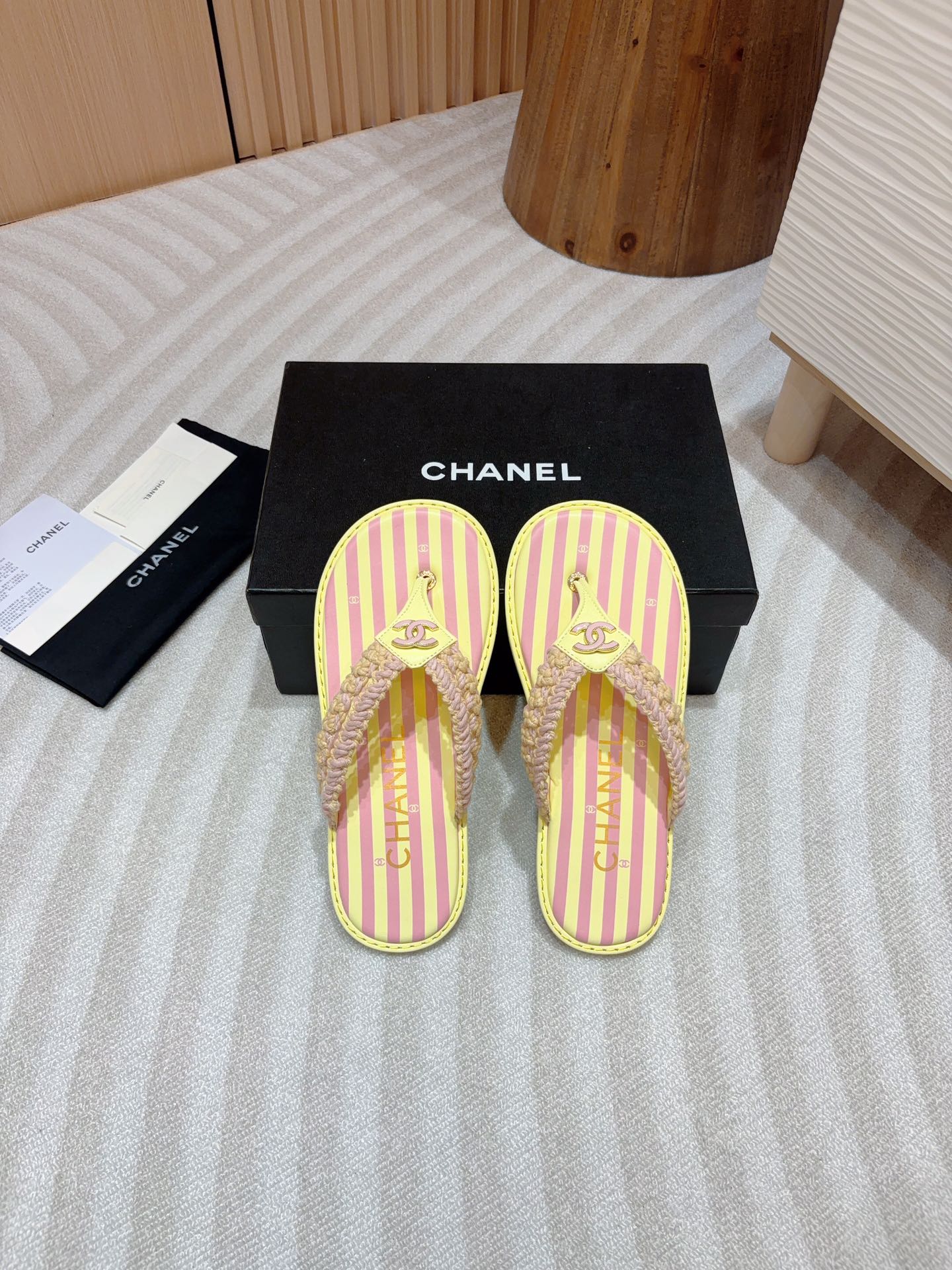 CC WOVEN FLIP FLOP YELLOW MIX PINK SHEEPSKIN - 35