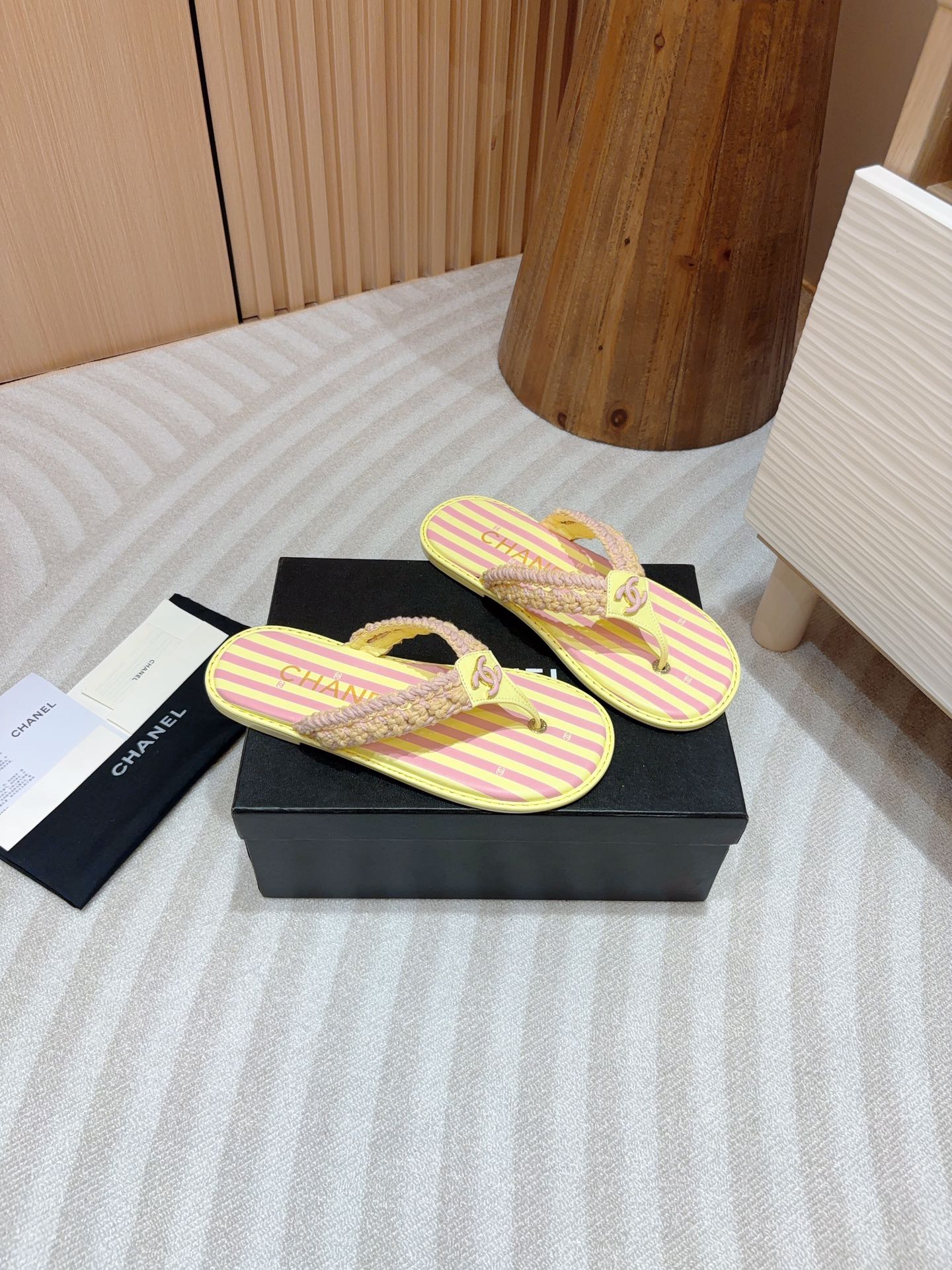 CC WOVEN FLIP FLOP YELLOW MIX PINK SHEEPSKIN - 35