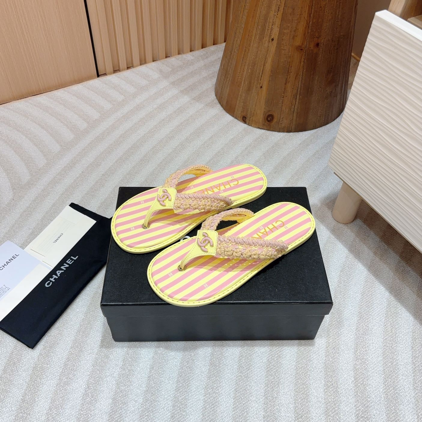 CC WOVEN FLIP FLOP YELLOW MIX PINK SHEEPSKIN - 35