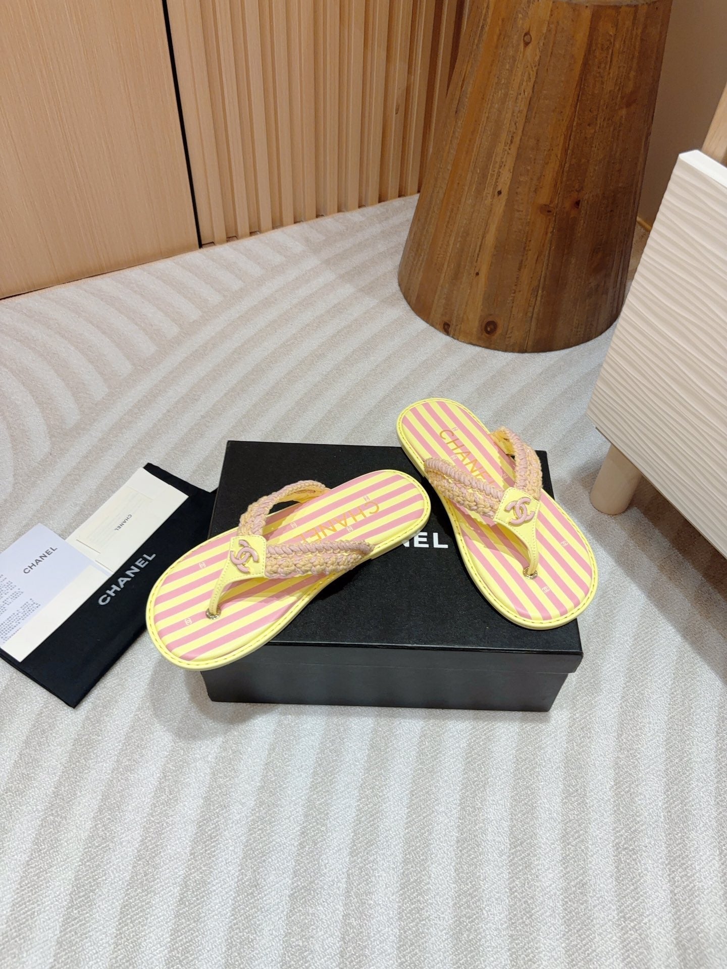 CC WOVEN FLIP FLOP YELLOW MIX PINK SHEEPSKIN - 35