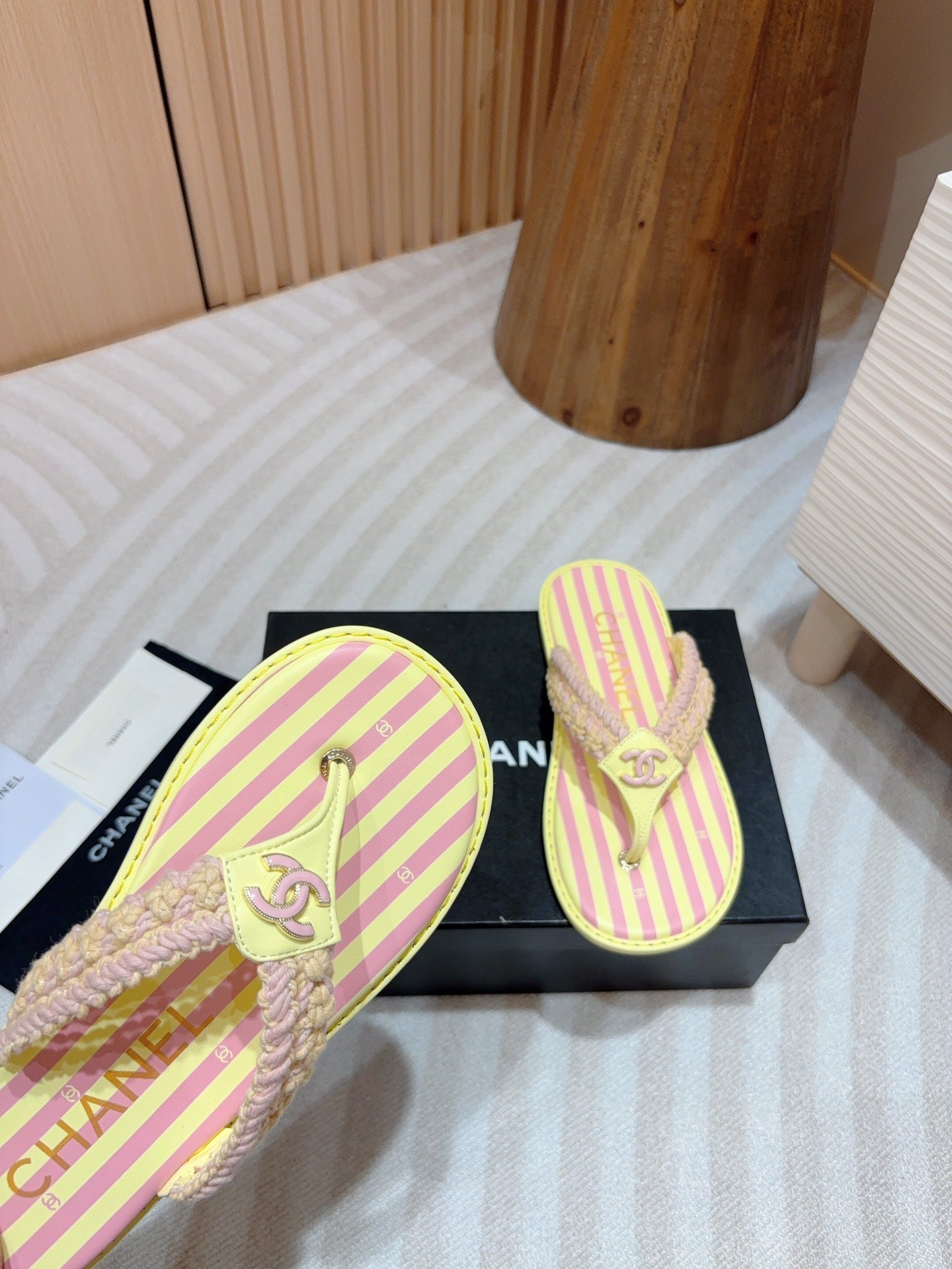 CC WOVEN FLIP FLOP YELLOW MIX PINK SHEEPSKIN - 35