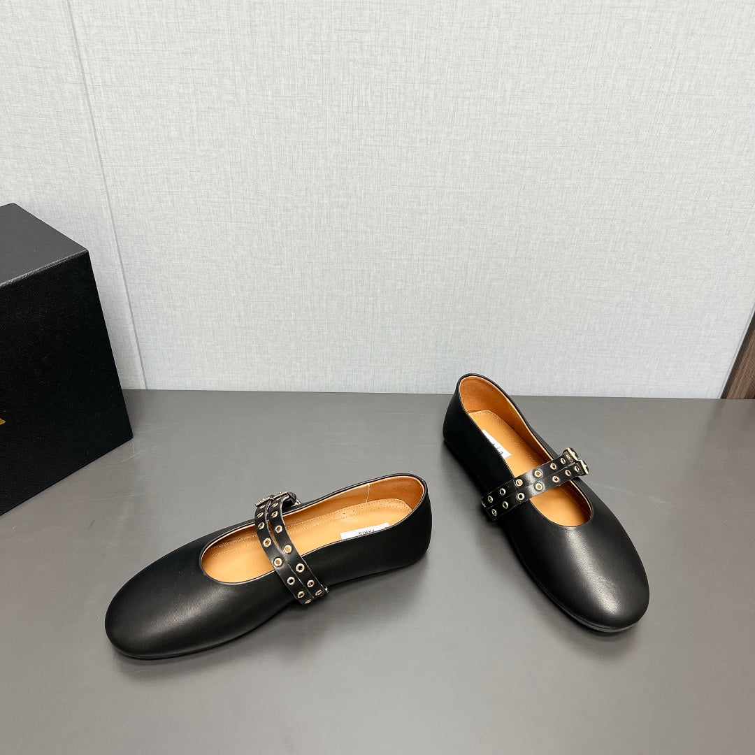 ALAIA MARY JANE SHOES IN BLACK LAMBSKIN SILVER HARDWARE - 35