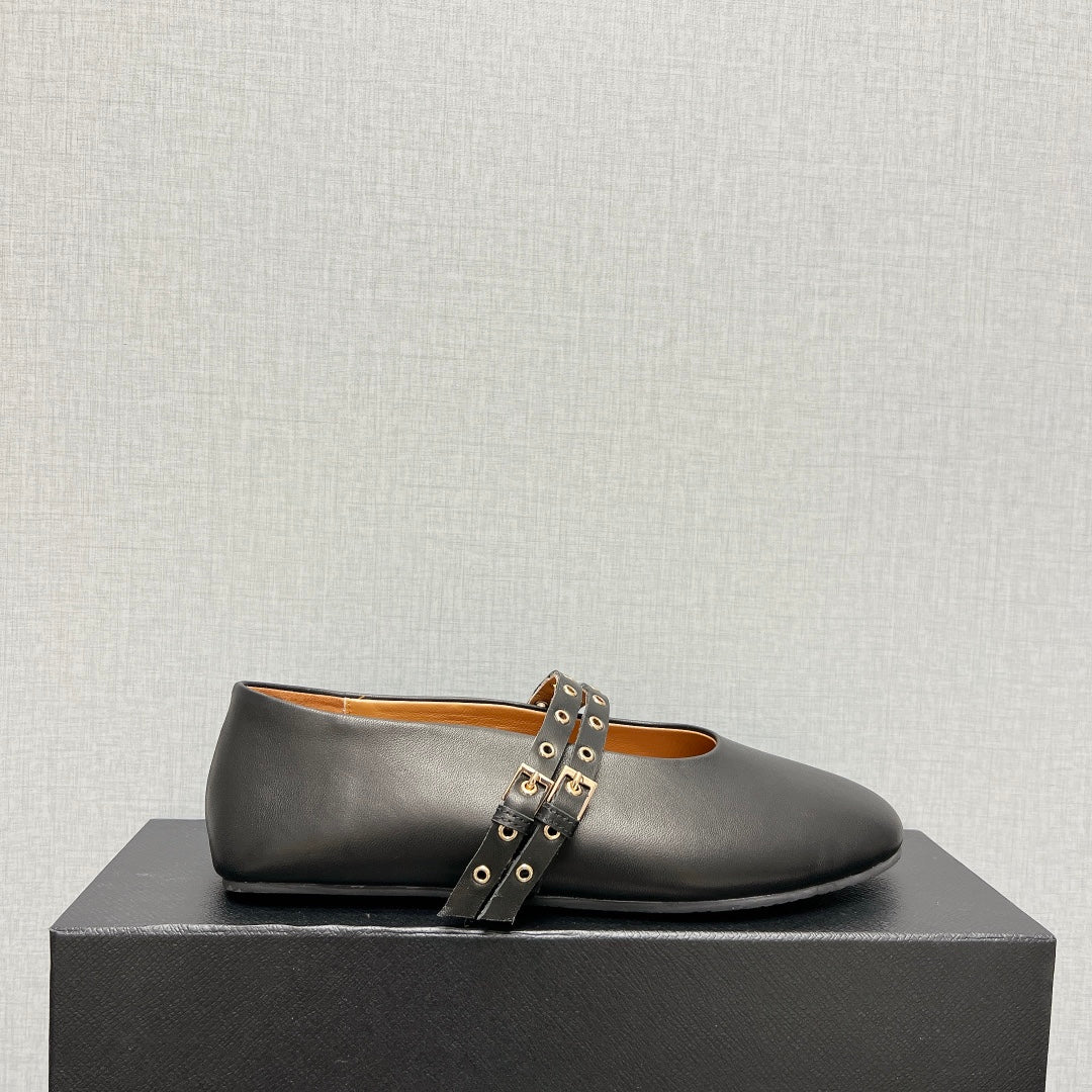 ALAIA MARY JANE SHOES IN BLACK LAMBSKIN SILVER HARDWARE - 35
