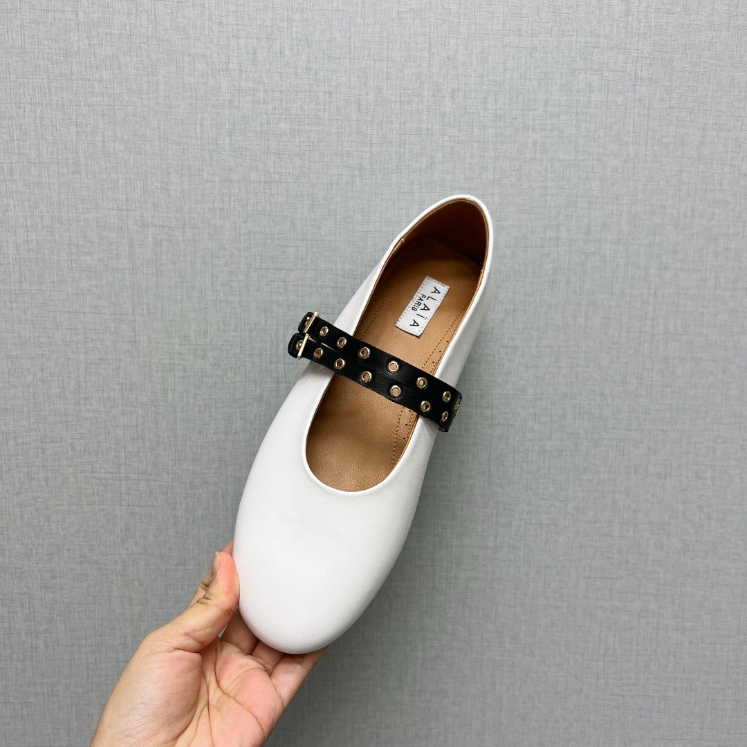 ALAIA MARY JANE SHOES IN WHITE LAMBSKIN SILVER HARDWARE - 35